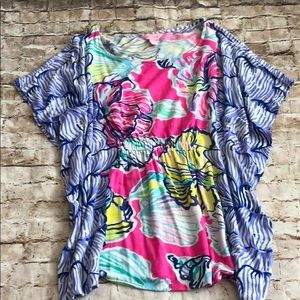 Lilly Pulitzer caftan tunic top mixed print XXS/XS